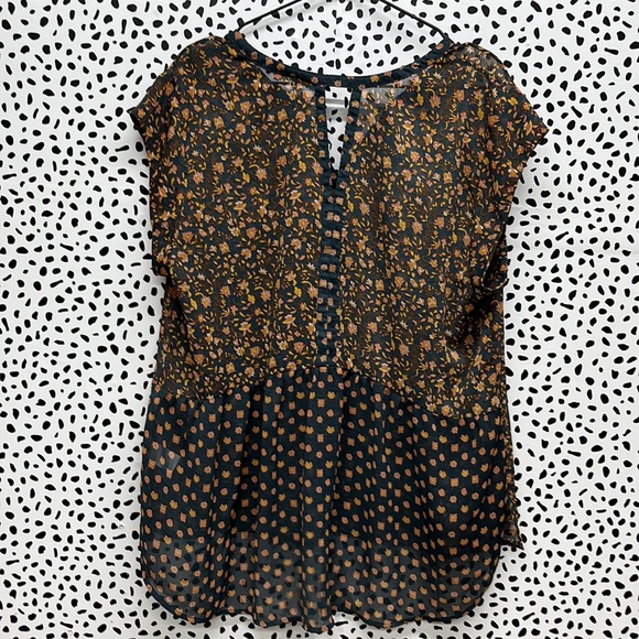 DR2 Daniel Rainn Floral Semi Sheer Boho Blouse Flowy - Picture 7 of 7